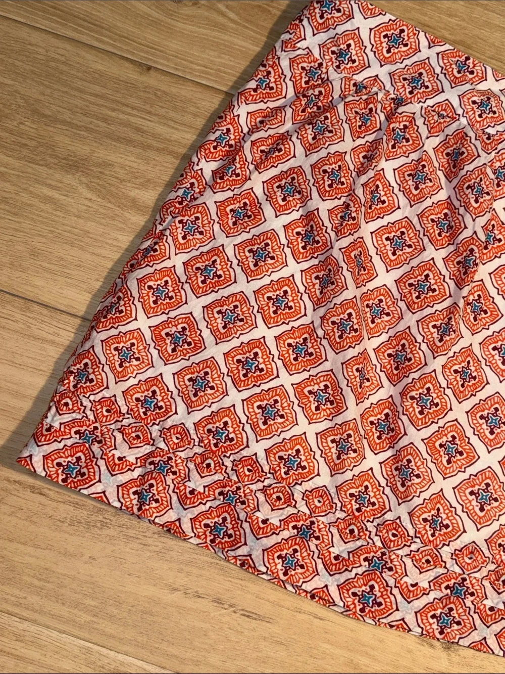 LOFT Orange and White Geometric A-Line Skirt size 0